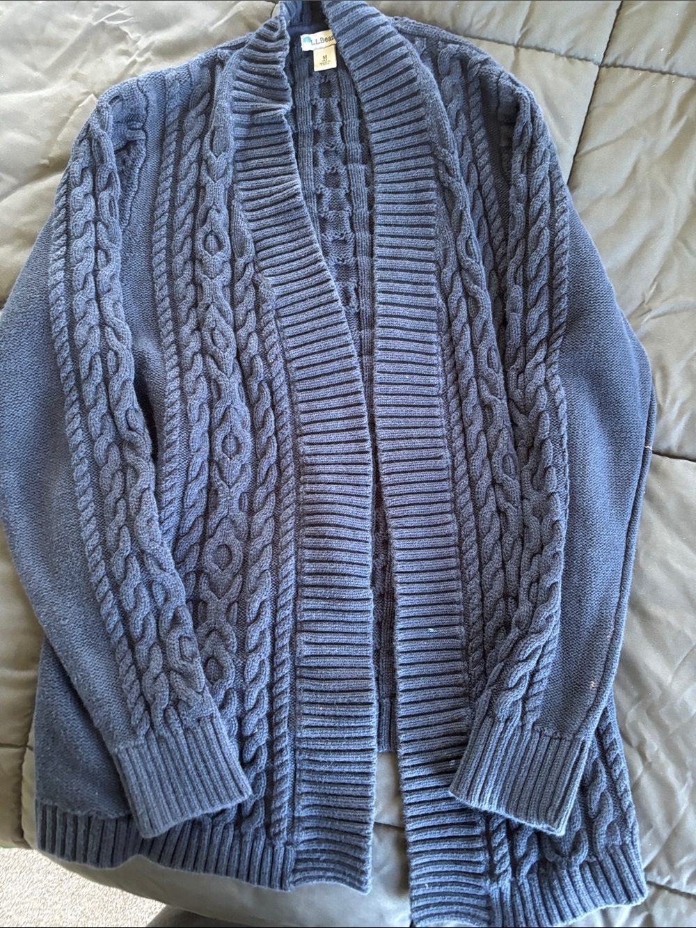 PLAE Women's Cable Knit Open Cardigan - Slate Blue